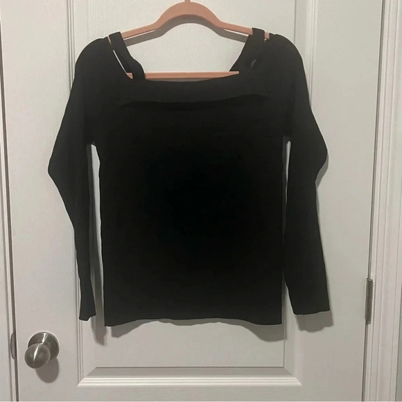 NWT Elie Tahari Cold Shoulder Sweater Black Size XL - Picture 3 of 11
